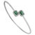 Metal Fine Two-Stone Emerald & Diamond Bangle Bracelet in Sterling Silver For Sale - Image 7 of 13