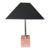 1980s Italian Pink Marble and Nickel Lamp With Gloss Black Paper Shade For Sale