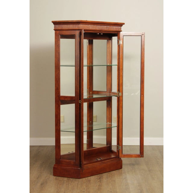 Traditional 1990s Regency Style Cherry & Glass Illuminated Curio Display Cabinet For Sale - Image 3 of 13