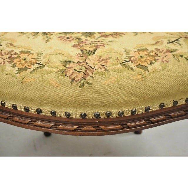Brown Antique French Country Louis XV Victorian Floral Tapestry Arm Chairs - A Pair For Sale - Image 8 of 12