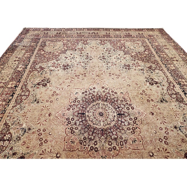 Antique Lavar Kerman Persian Oriental Jewel Blue, Gold & Navy Rug For Sale - Image 4 of 12