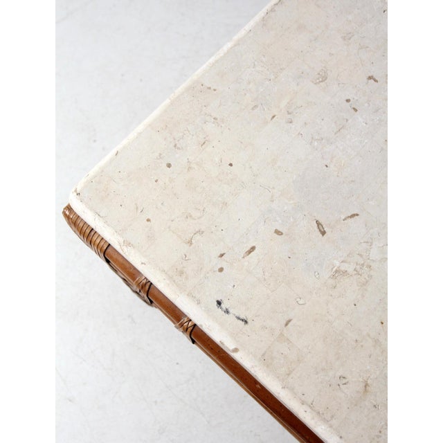 Brown Vintage Stone and Rattan Table Set For Sale - Image 8 of 12