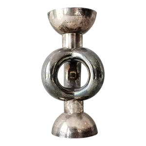 Italian Pampaloni Silver Art Deco Modern Sculptural Candlestick