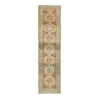 Vintage Turkish Oushak Handmade Wool Cotton Orange Runner Rug For Sale