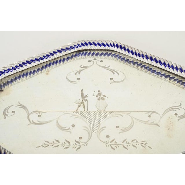 Hexagonal Serving Tray in Blue Mirror-Engraved Murano Glass from Barovier, Italy, 1940s For Sale - Image 11 of 13