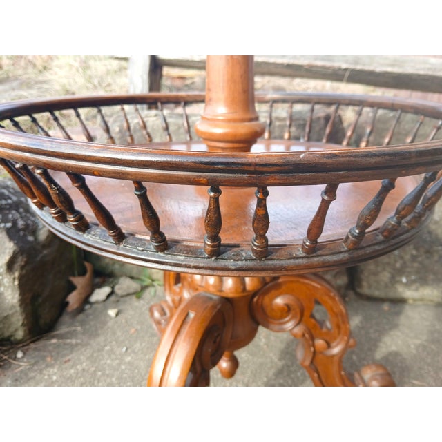 Victorian Antique Walnut Sewing Basket Table or Sewing Stand 1860s Rare For Sale - Image 3 of 12