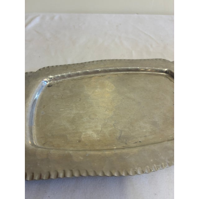 Vintage Hand Wrought Aluminum Tray With Leaf Handles For Sale - Image 9 of 11