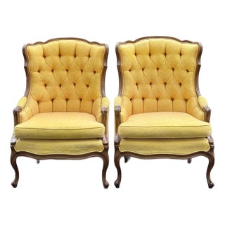 Vintage Pair of Louis XV French High Back Chairs - For Reupholstery For Sale