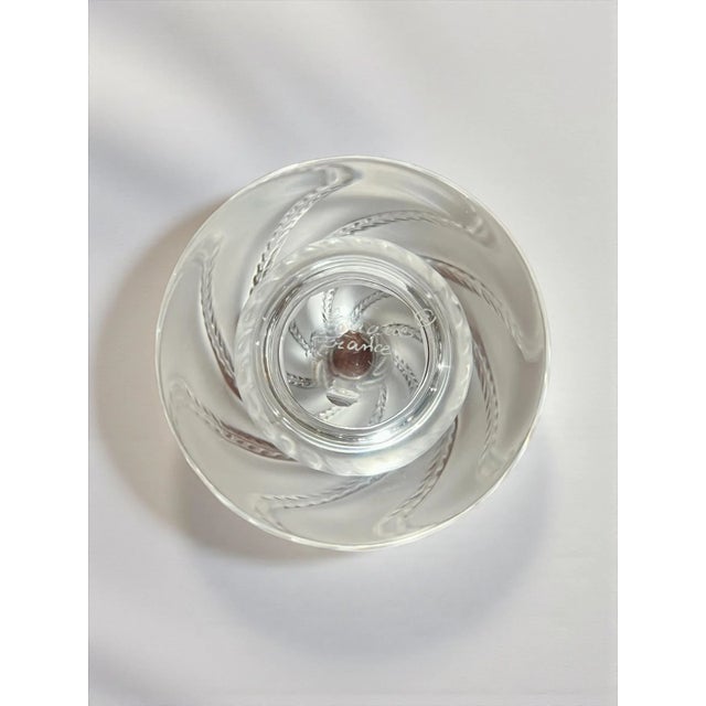 Glass Lalique Ermenonville Frosted Crystal Vase-1950s-France-Leaf Vine-Glass-Bulbous For Sale - Image 7 of 8