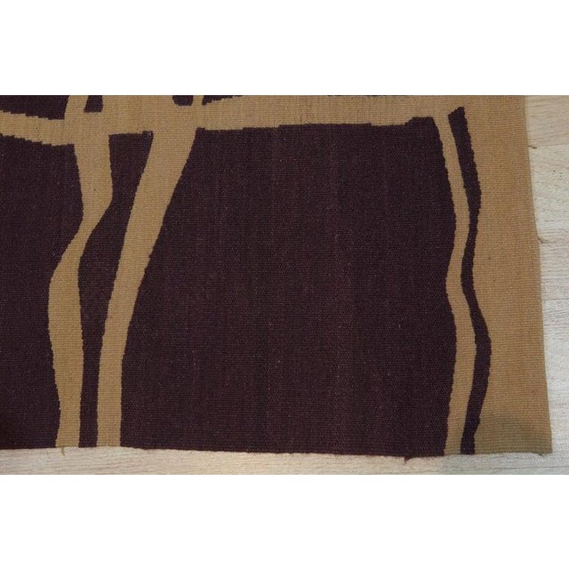 6x8 Purple Flat Weave Wool Wavy Gridwork Geometric Modern Carpet Rug For Sale - Image 4 of 4