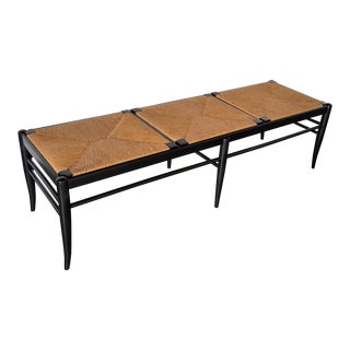 Italian Mid-Century Rush Bench For Sale