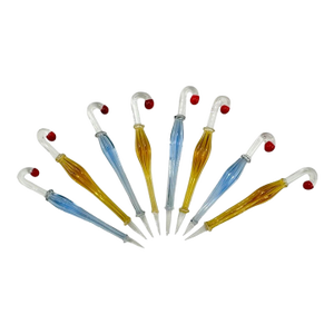 Vintage Handcrafted Glass Umbrella Parasol Cocktail Drink Picks- Set of 8