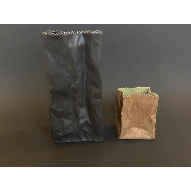 Paper Bag Vases by Tapio Wirkkala for Rosenthal, 1977, Set of 2 For Sale - Image 5 of 13