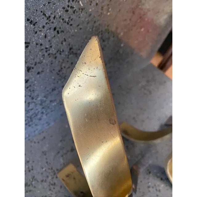 Mid-Century Modern Bronze, Brass & Iron Sculptural Andirons in the Style of Donald Deskey - a Pair For Sale - Image 12 of 13