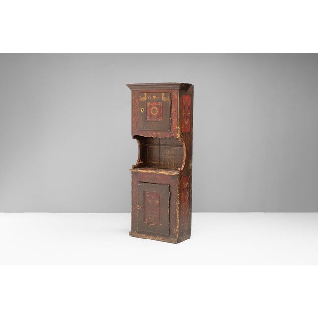 Single door cupboard in original paint finish from Alsace region of France. Circa 1850.