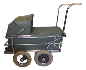 Flandria Pram in Chromed Metal and Almond Green Imitation Leather, Belgium, 1960s
