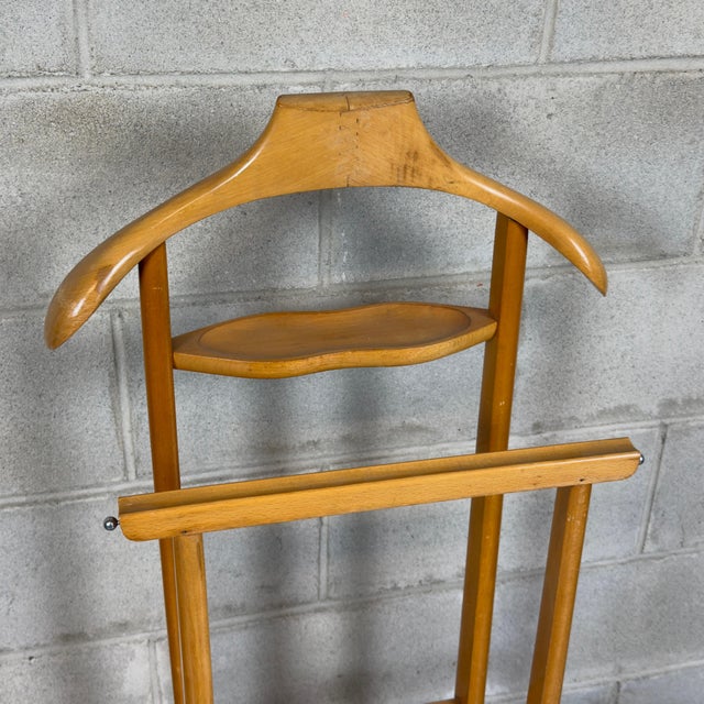 Vintage Modern Wooden Valet Stand from Artigianato Italiano, 1970s For Sale - Image 6 of 8