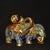 Traditional Vintage Cloisonne Enamel Elephant Pair – 6.7" Gilt Figures With Floral Motif For Sale - Image 3 of 9