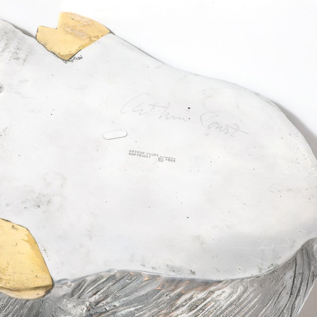 Mid-Century Aluminum & Brass Sculptural Boar Wine Cooler Signed Arthur Court For Sale - Image 14 of 14