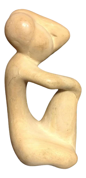 Mid Century Modernist Abstract Carved Sculpture After Henry Moore