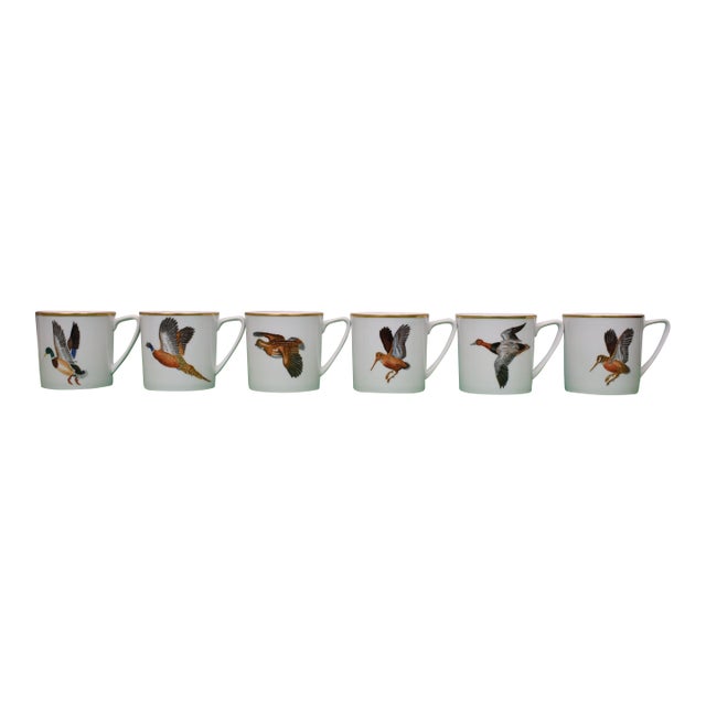 Set X 6 Abercrombie & Fitch Gamebird Porcelain Mugs For Sale