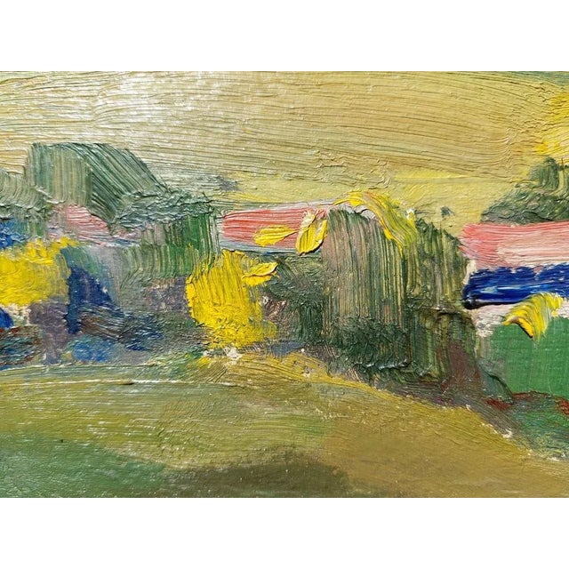 Janis Lauva, Mountain Landscape with a Village, 1980, Oil on Cardboard For Sale - Image 10 of 13