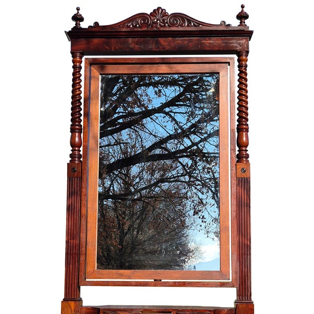 Brown Antique Tilting Floor Mirror in Mahogany with Beveled Glass, 1870 For Sale - Image 8 of 18