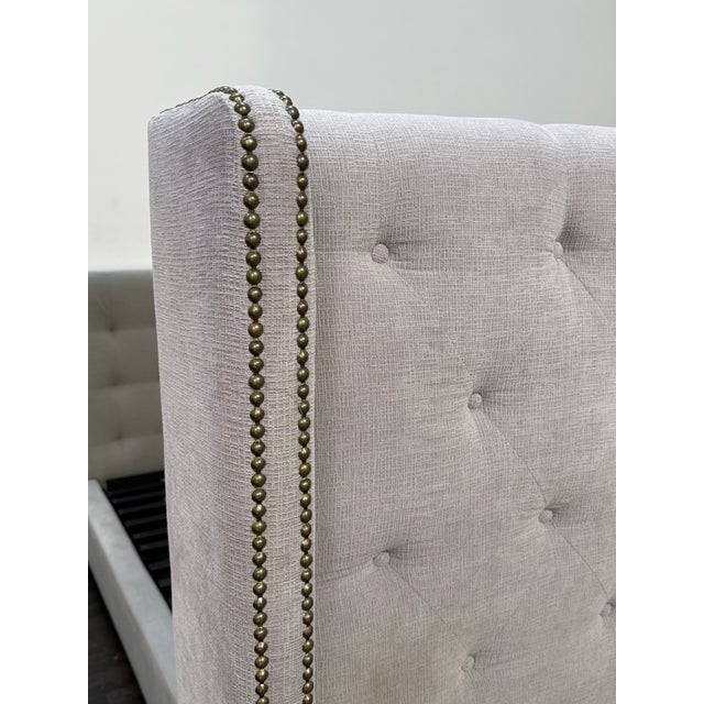 Textile California King Size Restoration Hardware Tufted Wingback Bed Frame For Sale - Image 7 of 12