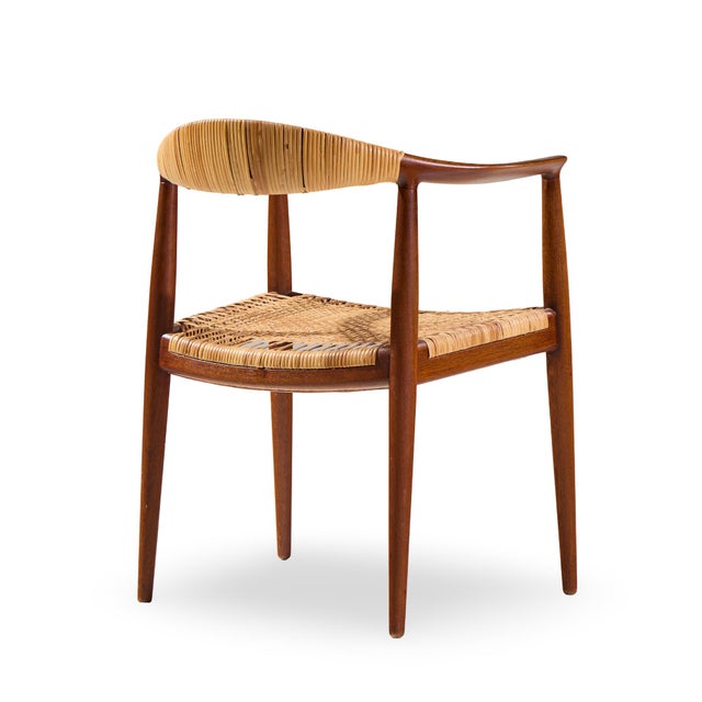 Hans Wegner for Johannes Hansen Jh 501 Mid Century Cane and Teak Dining Chairs - Set of 4 For Sale - Image 10 of 14