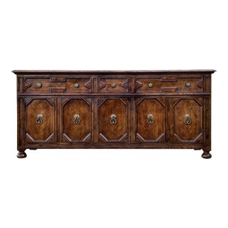 Henredon Jacobean Style Oak Sideboard Credenza For Sale