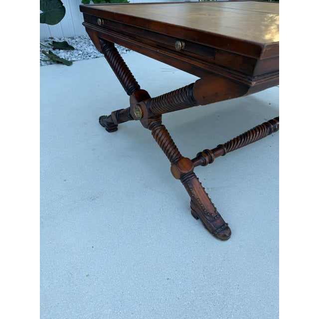 Theodore Alexander 1990s Attributed to Theodore Alexander Leather Top Shoe Foot Coffee Table For Sale - Image 4 of 9