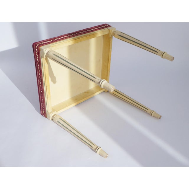 1960s French Louis XVI Style Wooden Bench with Red Velvet, 1960s For Sale - Image 5 of 8