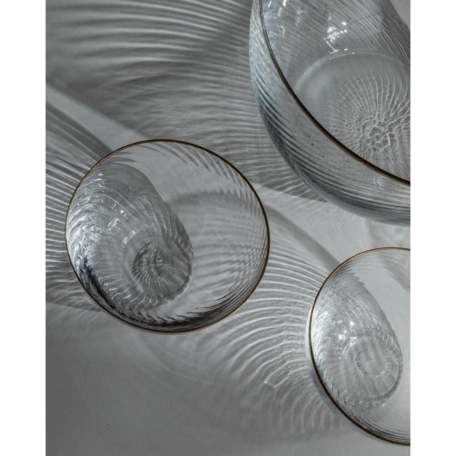 Vintage Glass Bowls with Gilt Rims, 1970s, Set of 5 For Sale - Image 6 of 11
