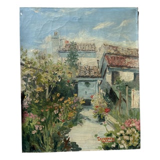 Carranza, Landscape with Garden & Flowers, 1920s-1940s, Oil Painting For Sale