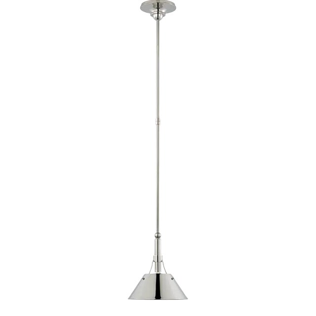Thomas O'Brien for Visual Comfort Signature Turlington Small Pendant in Polished Nickel with Polished Nickel Shade For Sale