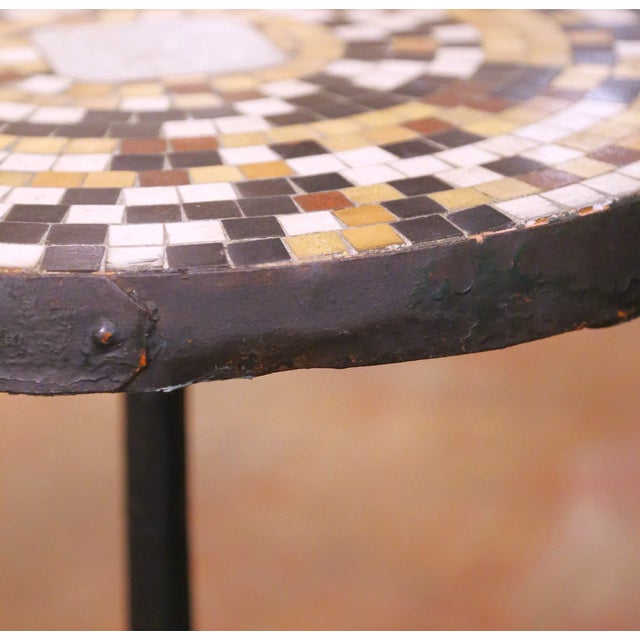 19th Century French Bistro Guéridon Table With Mosaic Top and Iron Base For Sale In Dallas - Image 6 of 10