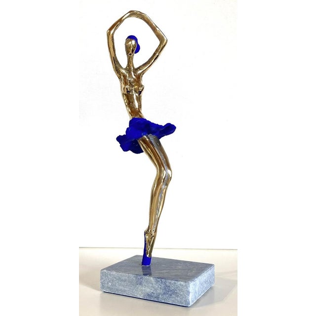 Ballerina Blue Bronze Sculpture by Aliev For Sale - Image 4 of 4