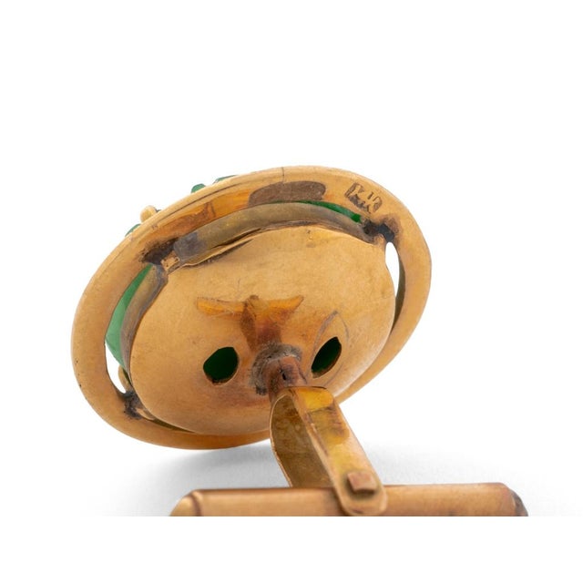 14k Yellow Gold Apple Green Jadeite Cufflinks For Sale In New York - Image 6 of 6