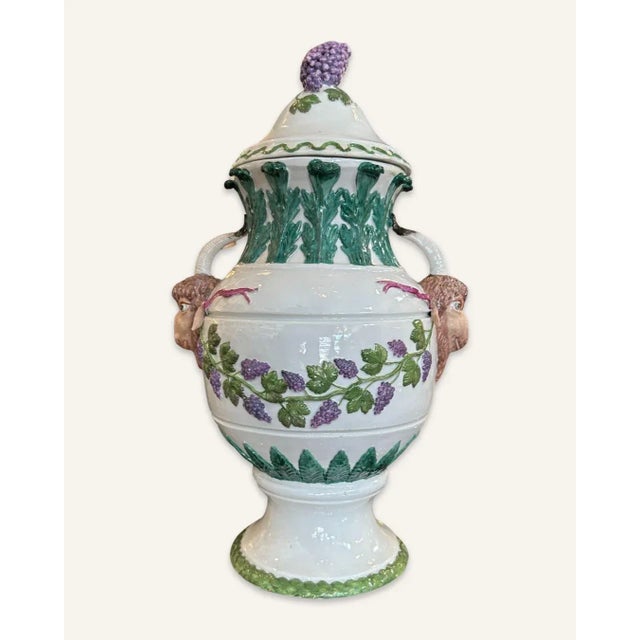 Italian Late 20th Century Italian Faience Bacchanalian Covered Urn Attributed to Richard Ginori For Sale - Image 3 of 11