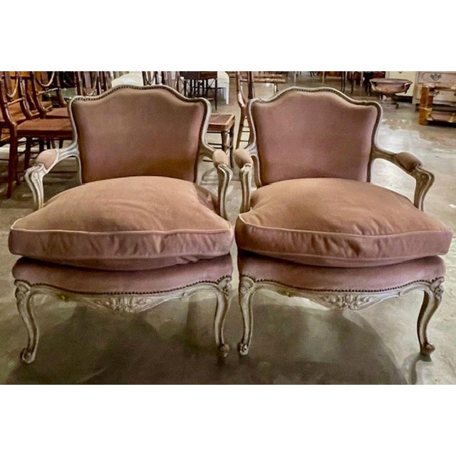 Wood Pair of French Louis XV Painted Chairs For Sale - Image 7 of 7