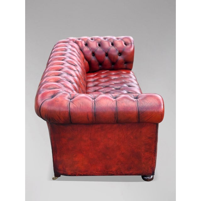 20th Century Red Leather 3-Seater Chesterfield, 1920s For Sale - Image 6 of 9