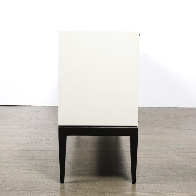 Mid-Century Cream Lacquer W/ Black Lacquer Supports Sideboard by Tommi Parzinger For Sale - Image 16 of 18