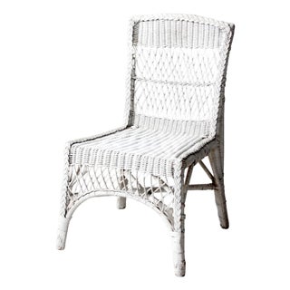 Vintage American White Wicker Chair Circa 1930s - 1940s For Sale