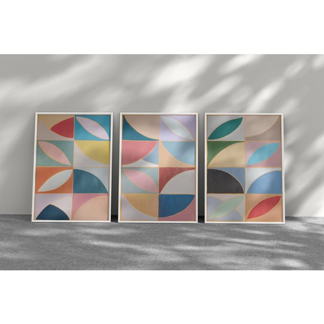 In Modernist Floral Axis, Natalia Roman composes a refined triptych where color becomes both structure and movement....