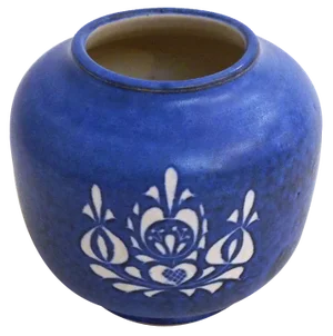 Small Blue Vase with White Decor in Matte Earthenware from Thoms Keramik, 1960s