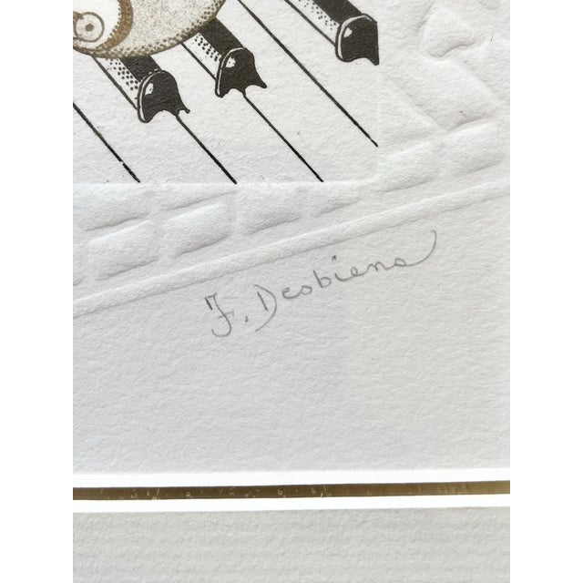 2010s Francine Desbiens “Saxophone” Signed & Framed Embossed Etching Print For Sale - Image 5 of 11