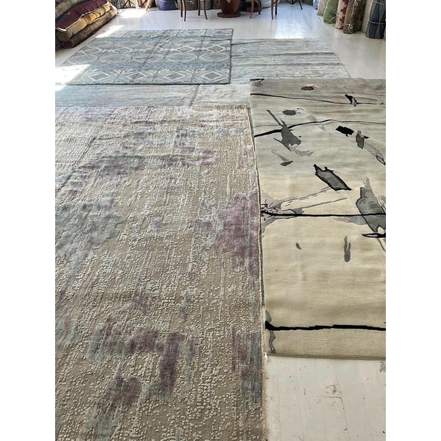 Textural Silk Rug in Faint Blues and Pinks by Doris Leslie Blau For Sale - Image 4 of 8
