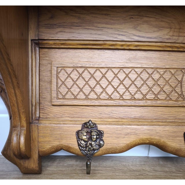 Vintage French Coat Rack in Oak For Sale - Image 6 of 9