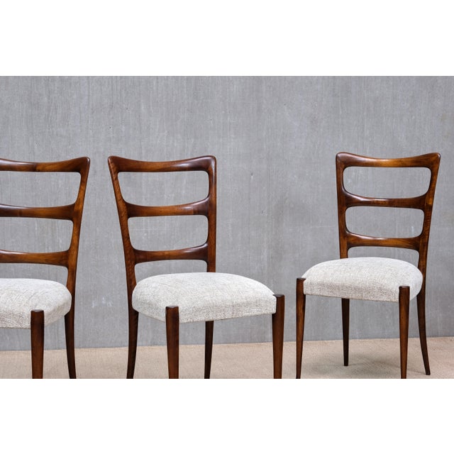 Mahogany and Chenille Dining Chairs by Paolo Buffa, Italy, 1940s, Set of 8 For Sale - Image 16 of 17