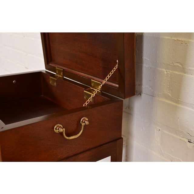 Wood Baker Furniture Georgian Inlaid Mahogany Chest on Stand Side Table For Sale - Image 7 of 11